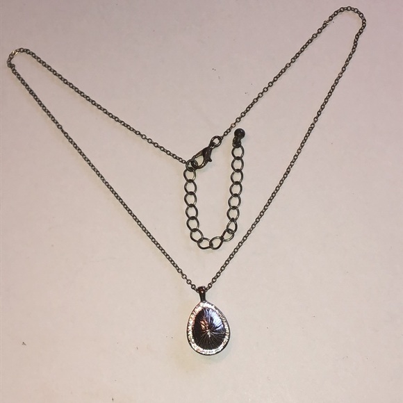 Elegant Silver Tone AB Rhinestone Teardrop Boho Pendant Necklace - Picture 6 of 6